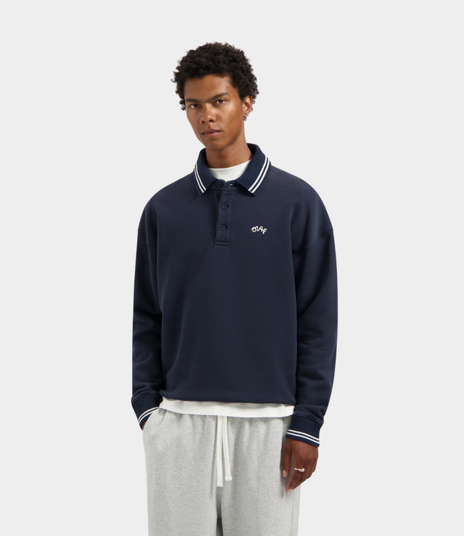 Olaf tipping detail oversized polo navy