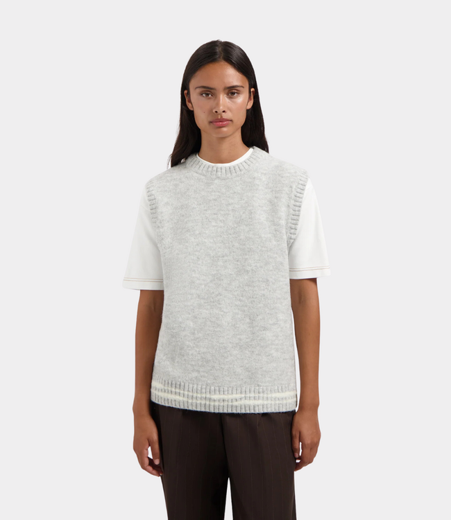 Olaf crafted detail knit vest htr grey