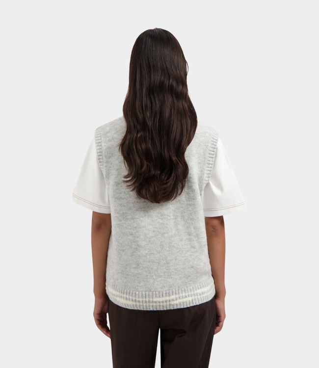 Olaf crafted detail knit vest htr grey