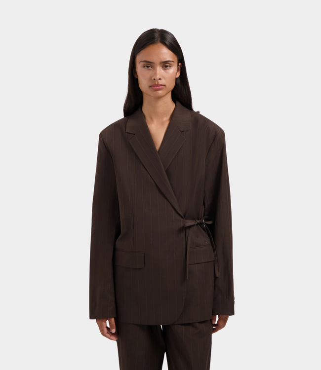 Olaf pinstripe tie detail blazer hot fudge