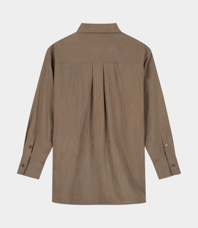Olaf monogram embro oversized shirt taupe