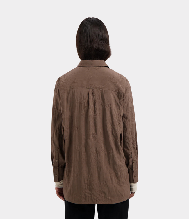 Olaf monogram embro oversized shirt taupe