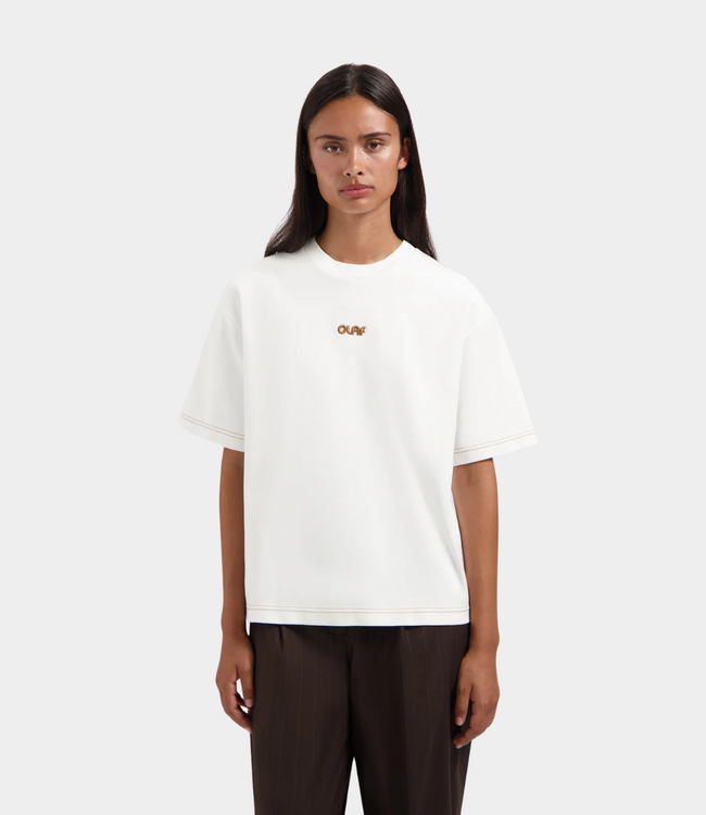 Olaf contrast retro logo boxy tee optical white