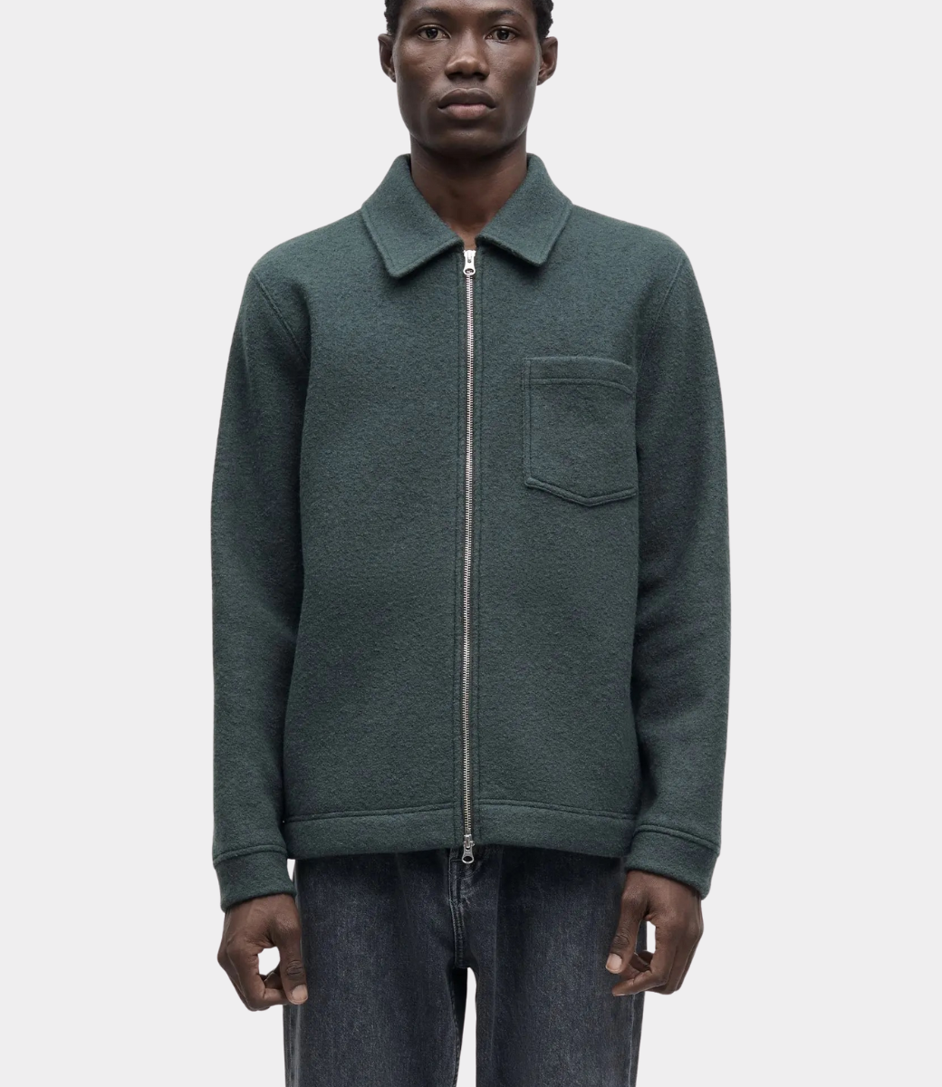 Samsoe Samsoe Ruggine Samsoe Samsoe hannes full zip dark evergreen - NewStyle.nl