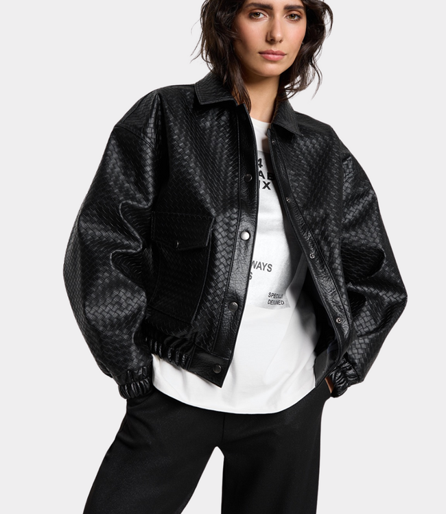 Alix the Label Braided faux leather jacket black 2511402440-999