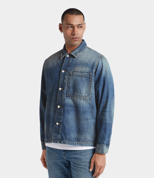 Denham Chore overshirt r bolt mid blue