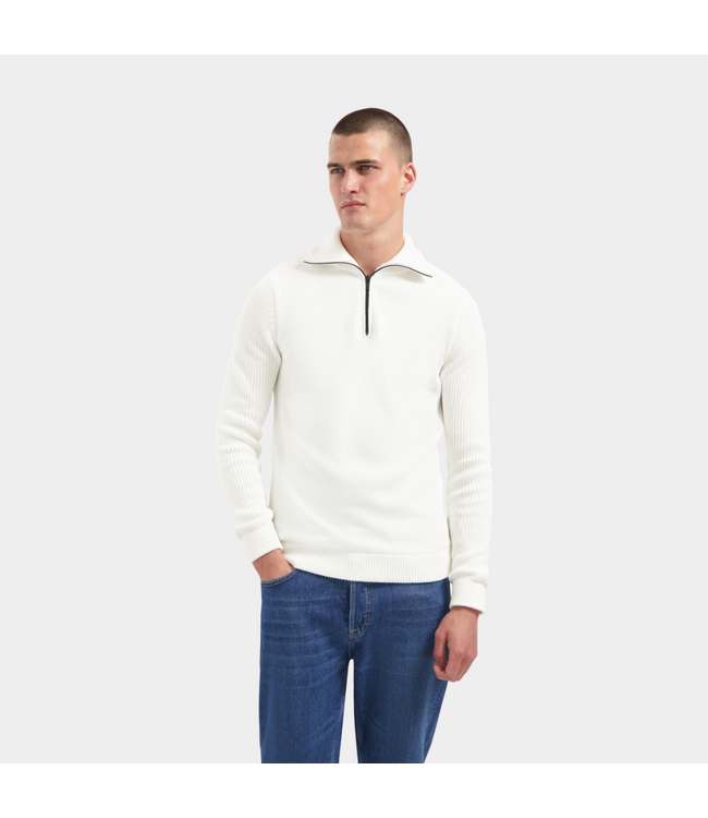 Saint Steve benjamin-s haflzip knit white