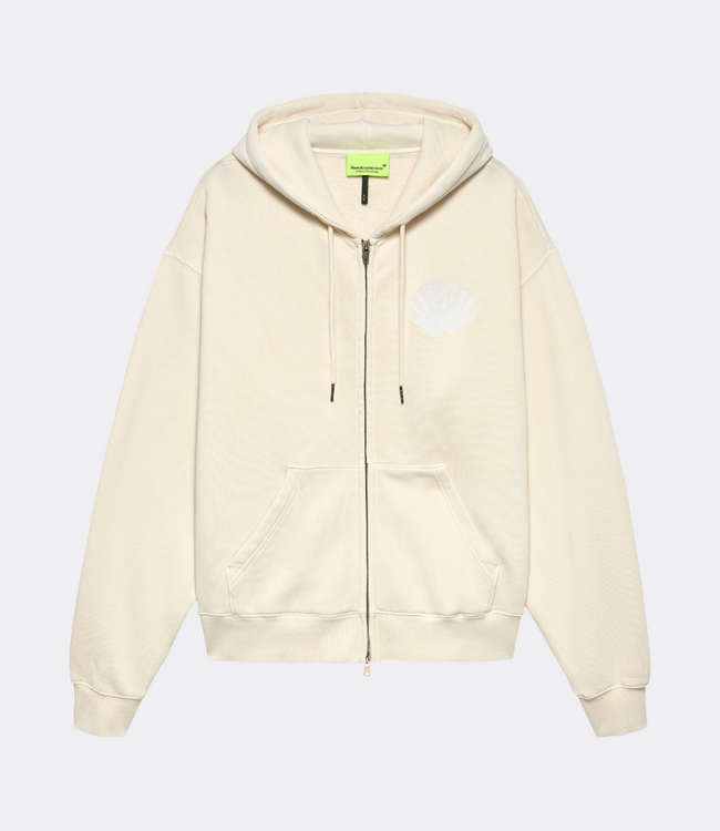 New Amsterdam logo zip hoodie ecru/white