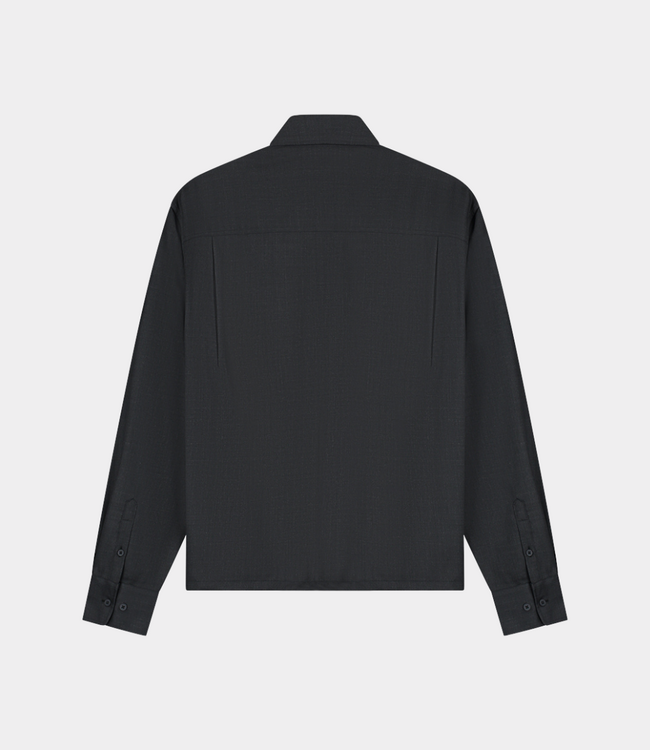 Olaf wool blend boxy ls shirt charcoal