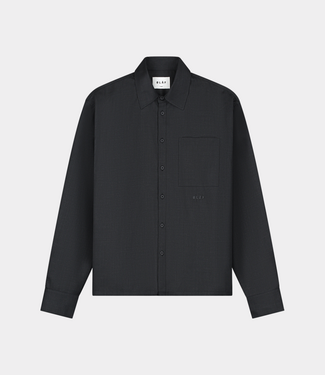 Olaf wool blend boxy ls shirt charcoal