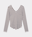 10Days V-neck ballet top stripes white/dark truffle 20-772-6201-3076