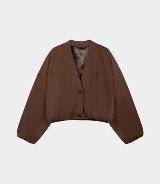 10Days Cropped baseball cardigan dark truffle