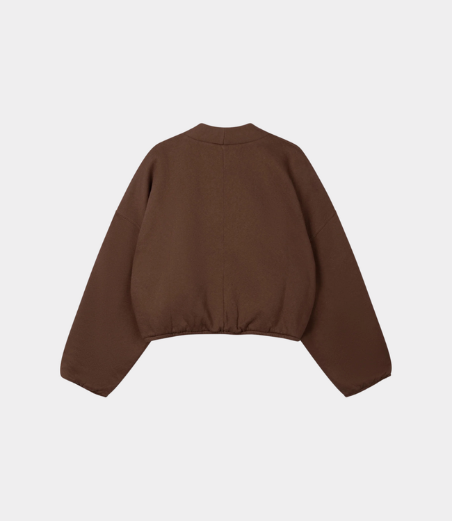 10Days Cropped baseball cardigan dark truffle