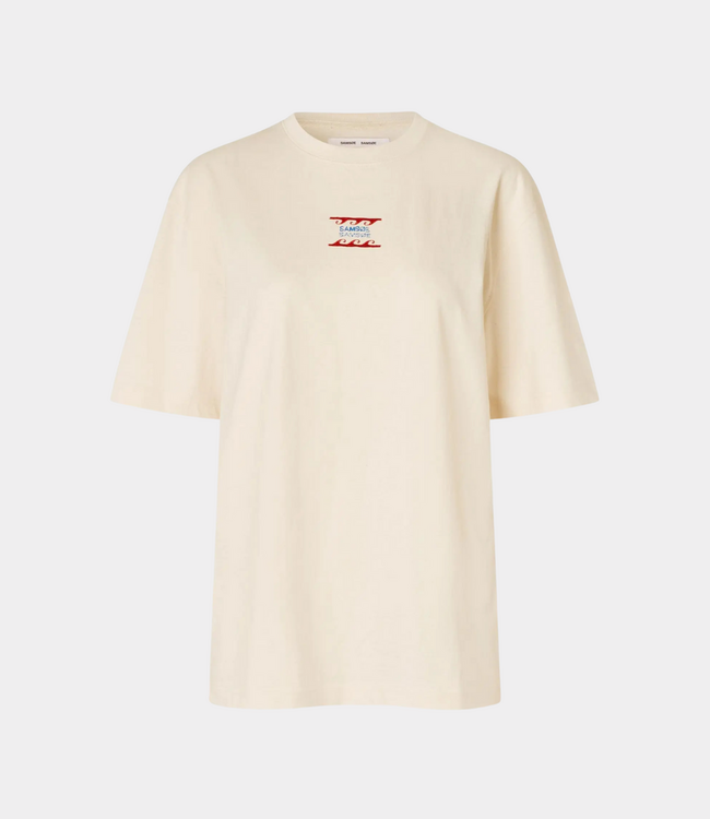 Samsoe Samsoe T-Shirt in Neutrale Kleur met Comfortabele Pasvorm