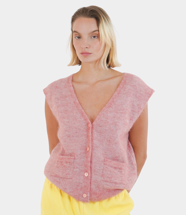 TWNS sleeveless cardigan old pink