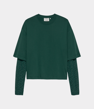 Catwalk Junkie Loose fit tshirt with lace sleeves sea moss