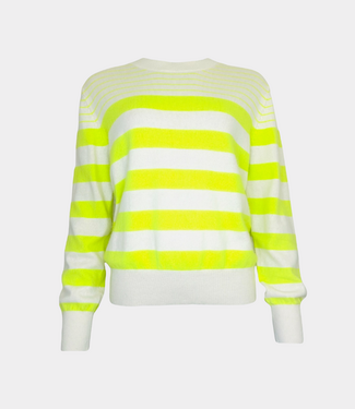 TWNS round neck jumper off white neon yellow