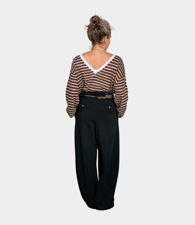 10Days Thin v-neck knit sweater dark truffle/ecru