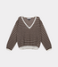10Days Thin v-neck knit sweater dark truffle/ecru