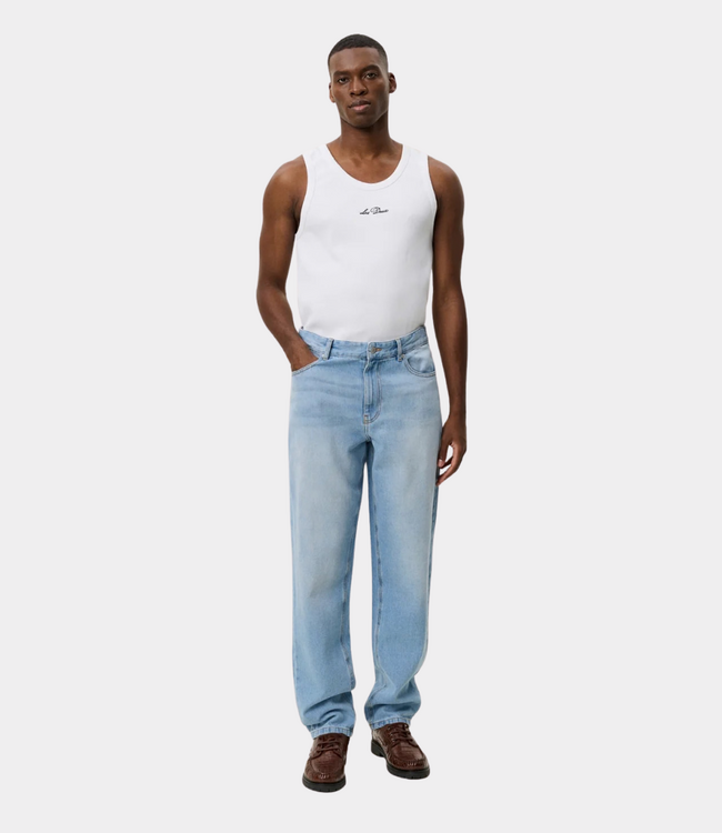 Les Deux Ryder washed denim jeans light indigo wash