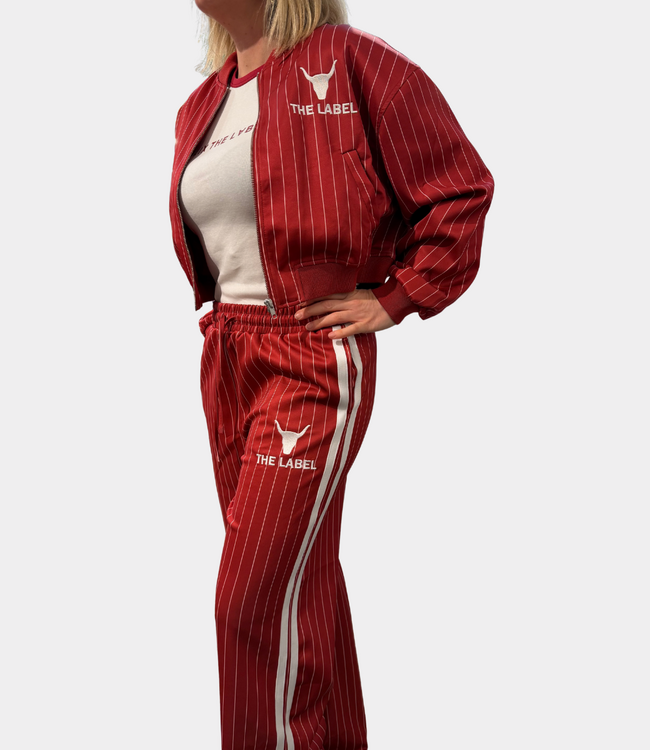 Alix the Label pinstripe cropped training jacket cerise