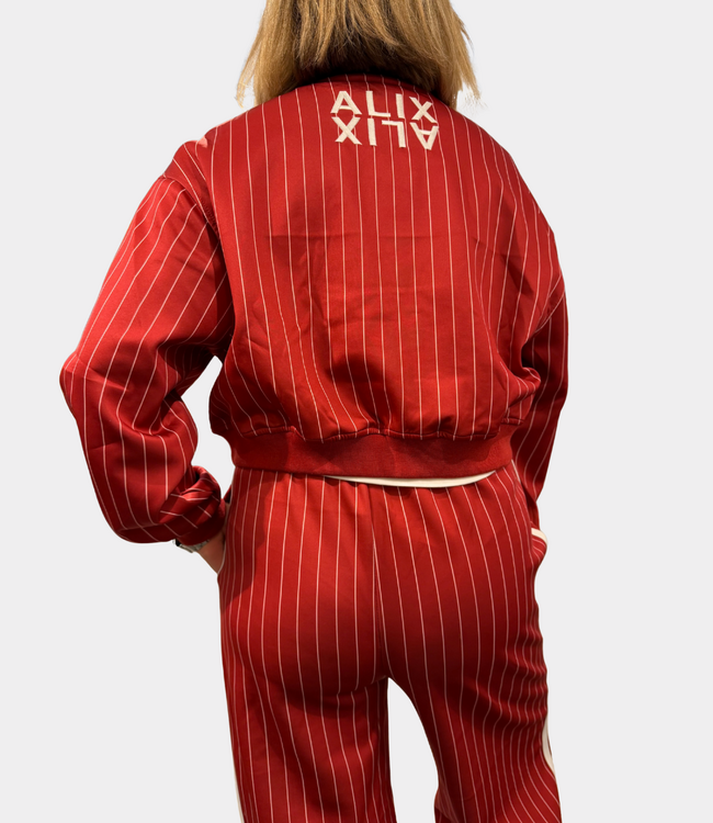Alix the Label pinstripe cropped training jacket cerise