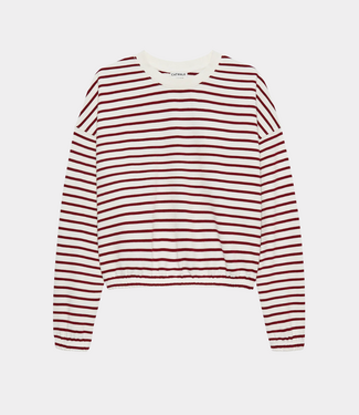 Catwalk Junkie Striped sweater with elastic hems rhubarb