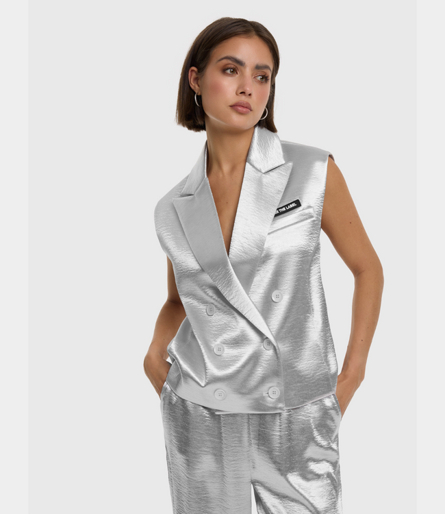 Alix the Label shiny waistcoat silver