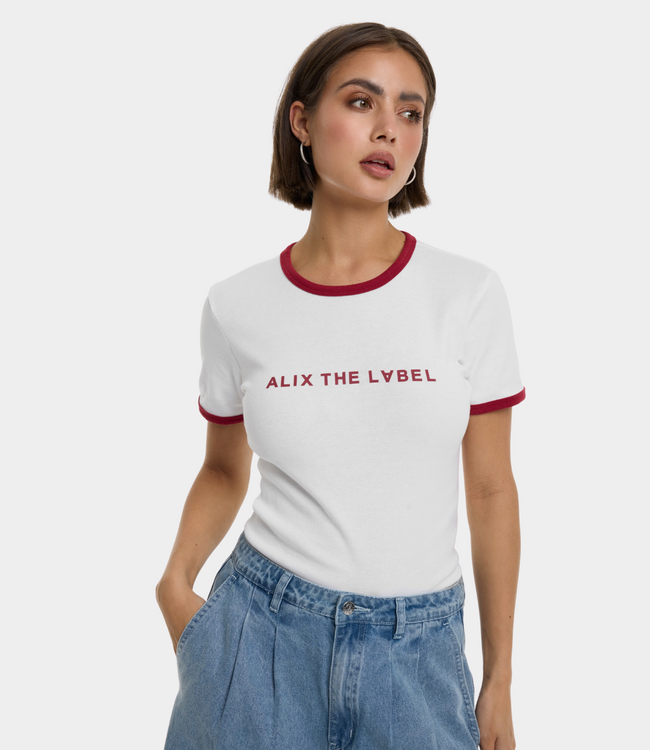 Alix the Label ringer t-shirt soft white