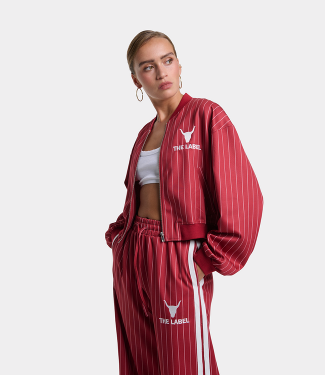 Alix the Label pinstripe cropped training jacket cerise