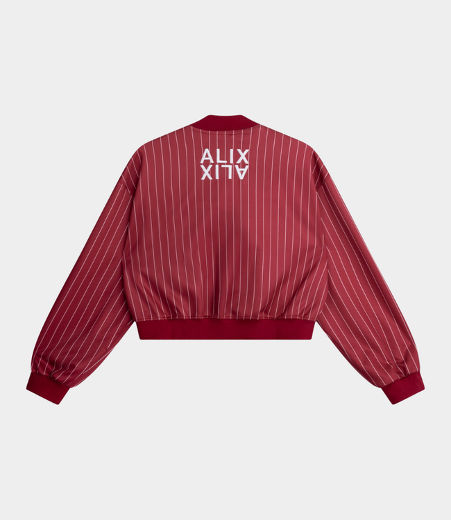Alix the Label pinstripe cropped training jacket cerise