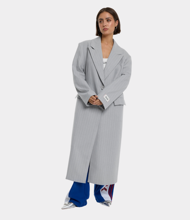 Alix the Label pinstripe coat light grey