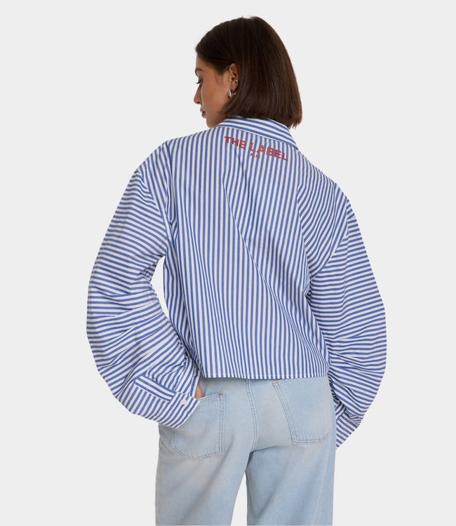 Alix the Label fancy striped blouse royal blue