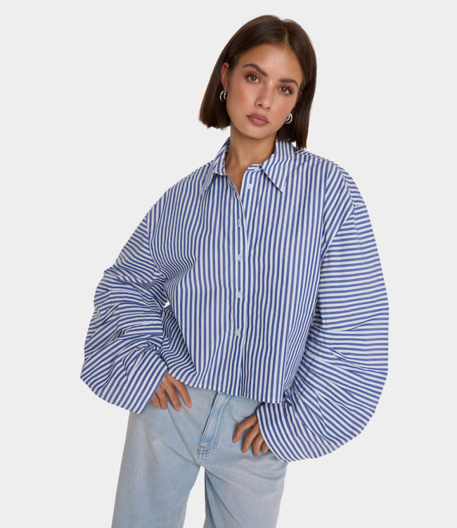 Alix the Label fancy striped blouse royal blue