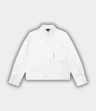 Alix the Label cropped subtle satin blouse soft white