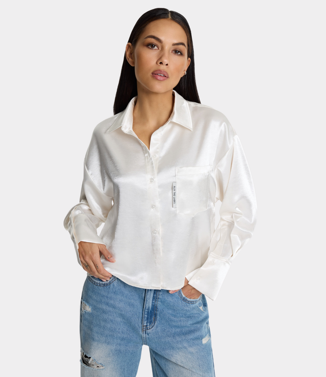Alix the Label cropped subtle satin blouse soft white