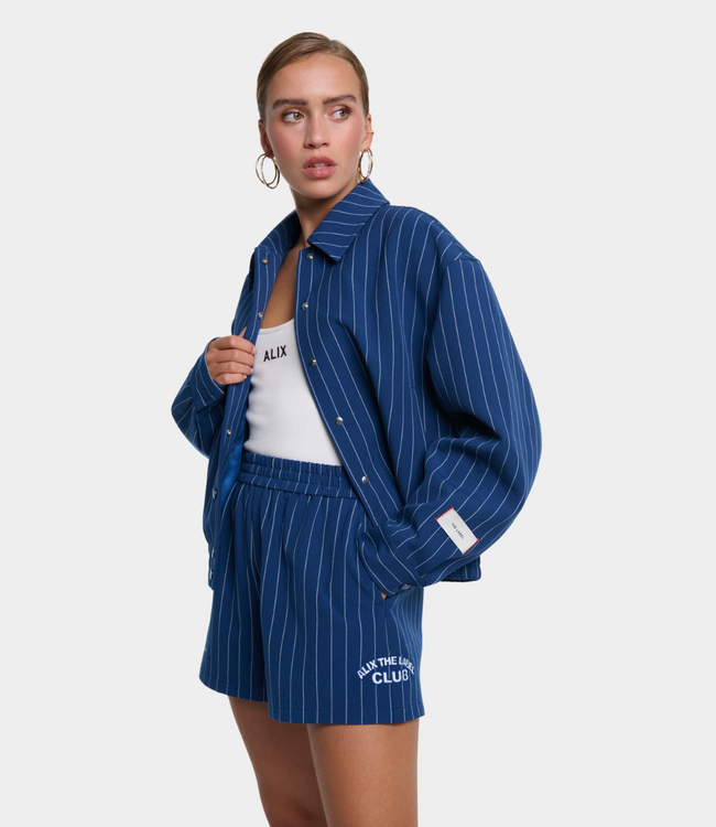 Alix the Label clean striped shorts night blue