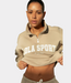 The Lola Club Jayla half zip sweat sand