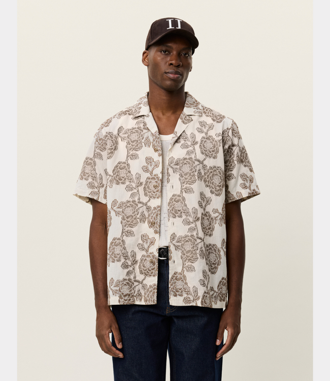 Les Deux lesley flower jacquard ss shirt ivory