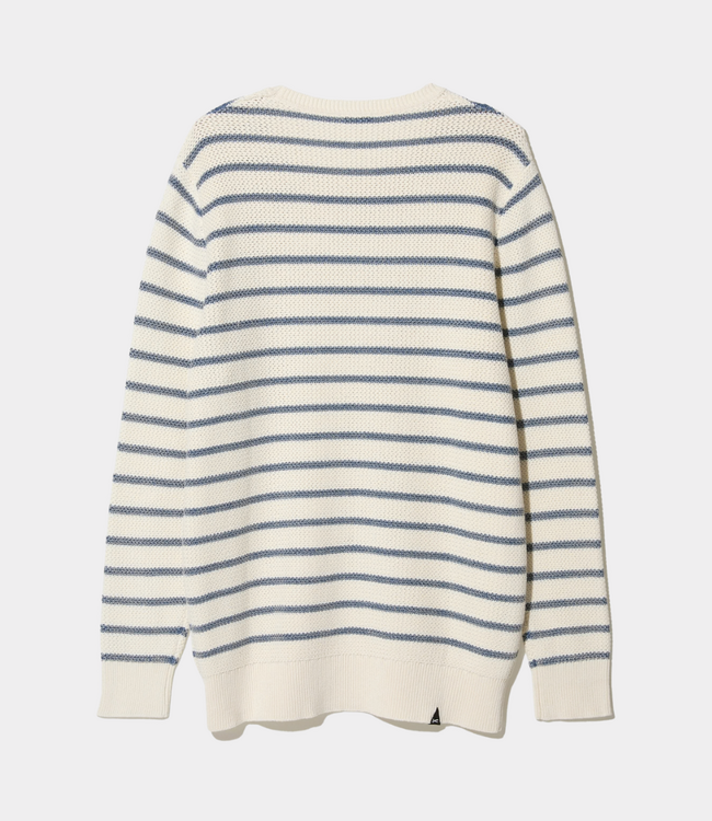 Denham leo crewneck ls stripe lw white blue