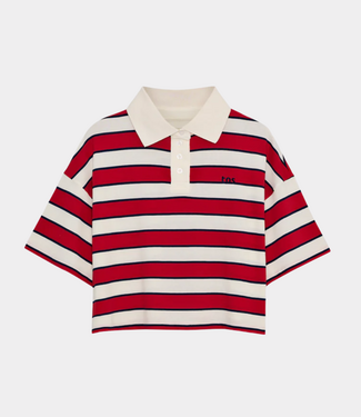 The New Society Acacia polo tulip red midnight stripes