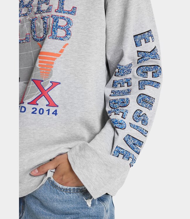 Alix the Label Fancy print longsleeve t-shirt light grey mel