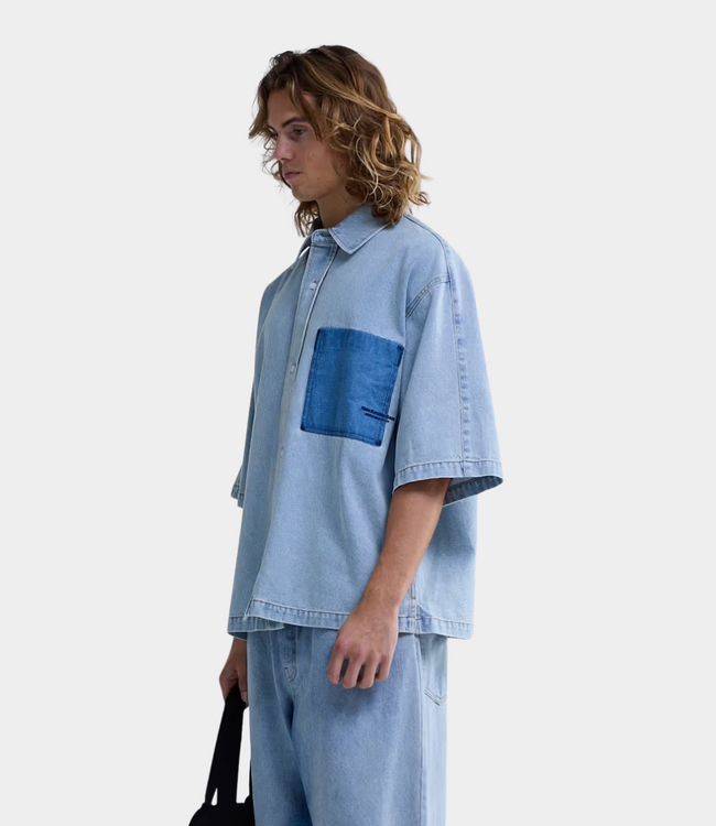 New Amsterdam lyocell short sleeves shirt light blue