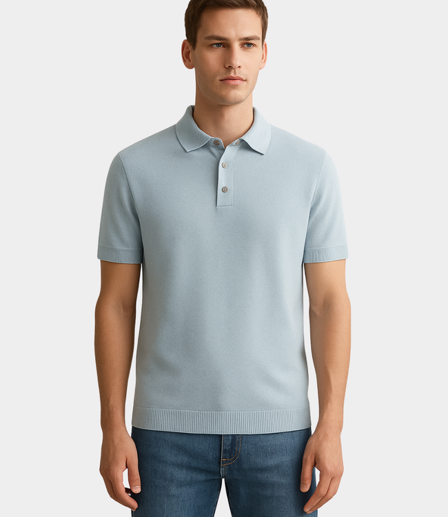 Gentiluomo polo 3 buttons ss light blue