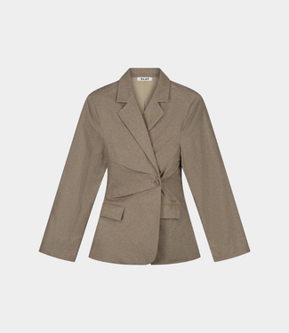 Olaf Asymmetric linen blazer taupe