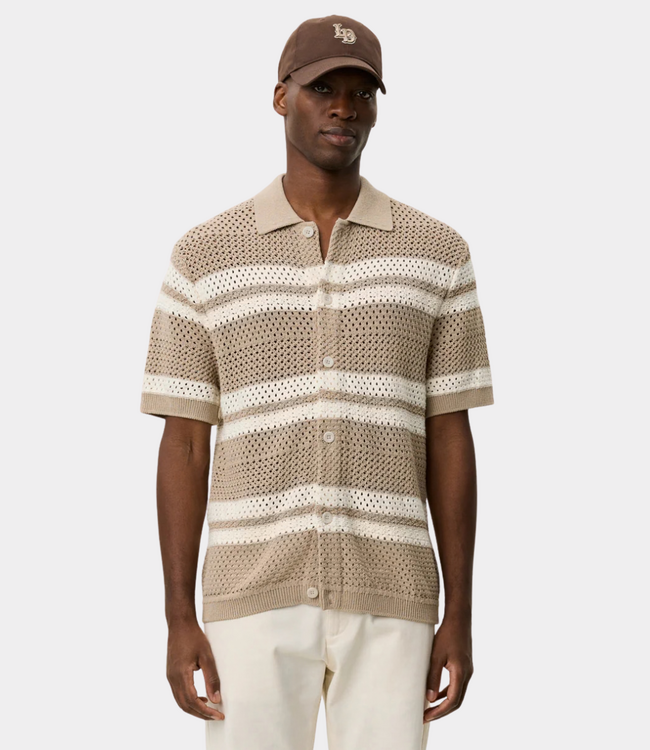 Les Deux gianni knitted ss shirt dark sand