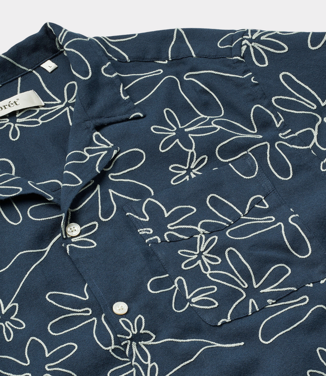 Foret Peer embroidery regular fit ss shirt navy