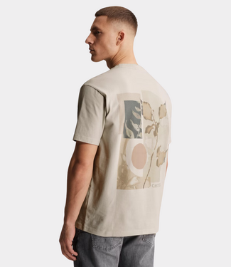 Cast Iron R neck tee peached white onyx