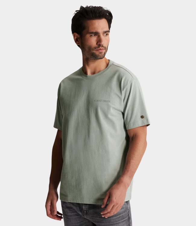 Cast Iron R neck tee peached belgain block