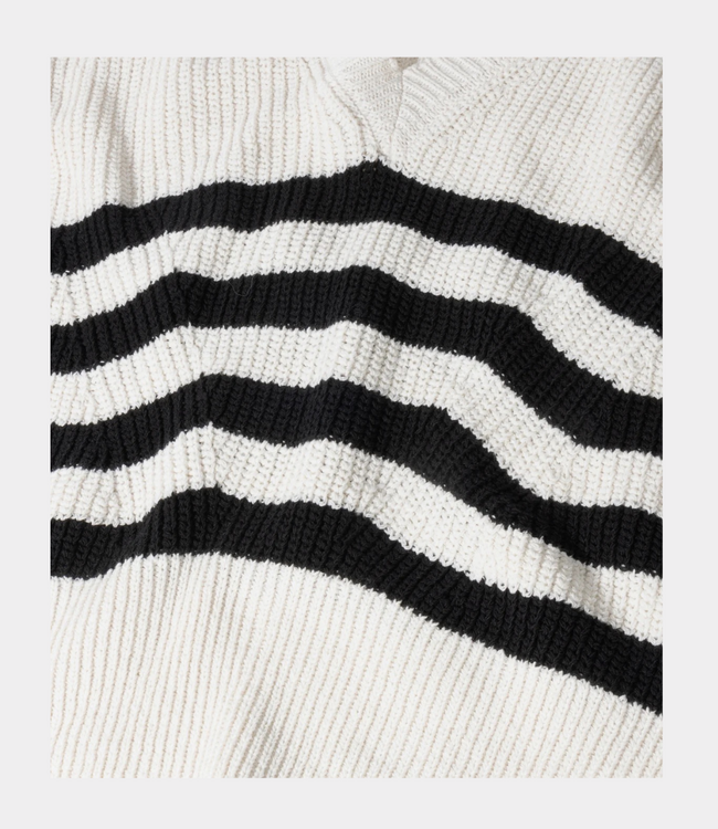 10Days V-neck rib knit sweater ecru